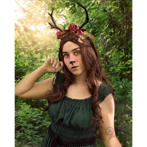 Dark Antler Flower Headband Fairy Floral Hairpiece for Cosplay Weddings main image 5